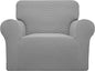 Easy-Going Stretch Oversized Chair Sofa Slipcover 1-Piece Couch Sofa Cover Furniture Protector Soft with Elastic Bottom for Kids Spandex Jacquard Fabric Small Checks Light Gray