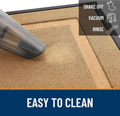 OLANLY Front Door Mat Indoor Outdoor Entrance, Waterproof All-Season, All-Weather Doormat, Sturdy Natural Rubber, Low Profile, Easy Clean Patio Porch Entryway Mat, 47x32, Butter Yellow