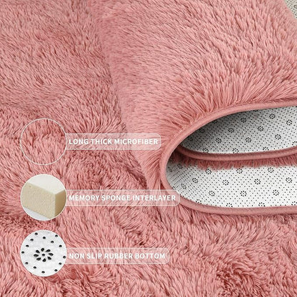 Tepook Area Rugs 9x12 for Living Room, Super Soft Fluffy Rugs for Bedroom, Modern Shaggy Rug Fuzzy Carpets for Kids, Plush Indoor Nursery Home Decor Rug with Non-Slip Bottom, Blush