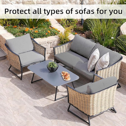8Pcs Stretch Patio Cushion Covers,Outdoor Couch Covers Replacement,Outdoor Couch & Sofa Slipcovers,for Patio Furniture Cushion Covers,Washable Reusable Furniture Protector (Gray, Cover Only)