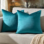 GIGIZAZA Décor Throw Couch Pillow Covers Set of 2,Sofa Cushion Teal Peacock Green Pillow Covers,Velvet Pillow Cases 24 x 24inch