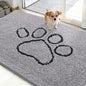 OLANLY Dog Door Mat for Muddy Paws 48x30, Paw Print Design, Absorbs Moisture and Dirt, Non-Slip Washable Doormat, Quick Dry Chenille Mud Mat for Dogs, Entry Indoor Entryway Carpet, Light Grey