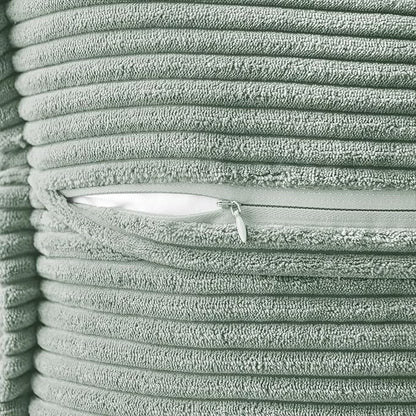 MIULEE Spring Decorative Throw Pillow Covers for Couch Bed Livingroom 18x18 Inch Set of 2 Greyish Green Boho Accent Throw Pllows Broadside Striped Patchwork Soft Corduroy Summer Pillowcases