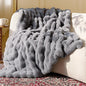 Ultra Soft Cozy Faux Fur Throw Blanket, Fuzzy Plush Thick Bubble Blanket, Oversize Luxury Fluffy Blanket for Couch, Bed, and Living Room, 50x60 Inches, Light Grey