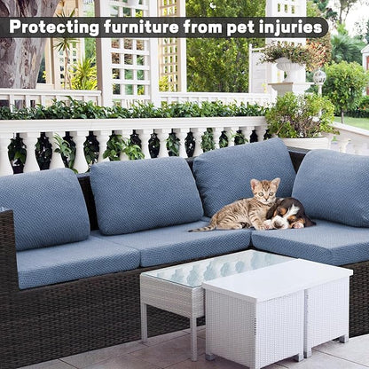 8Pcs Outdoor Cushion Covers,Patio Cushion Covers,Stretch Elastic Slipcovers,Replacement Washable & Reusable Furniture Protector for Patio Couch,Jacquard Textured Twill Fabric(Grey Blue)