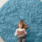 OLANLY Slate Blue Round Rugs for Bedroom - Machine Washable, 9 ft Circle Area Rugs for Living Room, Soft and Fluffy Shaggy Carpet for Teen Girl and Boys, Nursery Rooms, Dorms, Home Decor Aesthetic