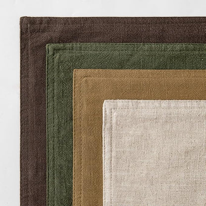 MIULEE Neutral Green/Brown Linen Pillow Covers Pack of 4 Decorative Natural Solid Throw Pillow Covers Soft Accent Boho Farmhouse Couch Pillowcases Spring Decors for Living Room Bed Sofa 20x20 Inch