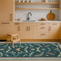 Hazo Haus Brown and Green Kitchen Sink Runner Rug 2x5 - Teal Boho Bathroom Rugs for Entrance Indoor, Insect Print Floral Vintage Unique, Washable Non Skid Stain Resistant