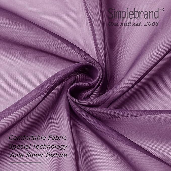 Simplebrand Plum Purple Sheer Curtains 84 Inches Long 2 Panels, Light Filtering Rod Pocket Solid Color Window Sheer Curtain Panels, Elegant Curtains & Drapes for Living Room, Bedroom, 42" W x 84" L