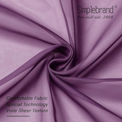 Simplebrand Plum Purple Sheer Curtains 84 Inches Long 2 Panels, Light Filtering Rod Pocket Solid Color Window Sheer Curtain Panels, Elegant Curtains & Drapes for Living Room, Bedroom, 42" W x 84" L