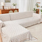 HOMERILLA Sectional Couch Covers for Sectional Sofa L Shaped Sofa Cover Blanket 2 Pieces L Shape Furniture Protector for Pets Dogs (Khaki White, XXX-Large)