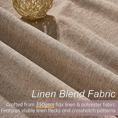 Topfinel 102 Inches Long Custom Blackout Linen Curtains, Pinch Pleated Noise Cancelling Curtains with Pin Hooks for Traverse Rods, Earth Tone Viral Drapes 2 Panels for Living Room Master Bedroom