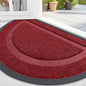 OLANLY Half Circle Door Mat Indoor Outdoor Entrance Welcome, Waterproof All-Season, All-Weather Doormat, Sturdy Natural Rubber, Low Profile, Easy Clean Patio Porch Entryway Mat, 47x23, Wine Red