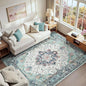 Area Rugs 6'x9' Washable Non-Slip, Floral Vintage Distress Print Pattern Medallion Carpet for Living Room Bedroom Dining Room, Green Navy Blue White Red Teal Colorful