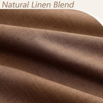 Guken Caramel Brown 100% Blackout Linen Curtains 100 Inch Length 2 Panels Set for Living Room Bedroom Back Tab/Rod Pocket Thermal Insulated Black Out Drapes Room Darkening Window Curtains