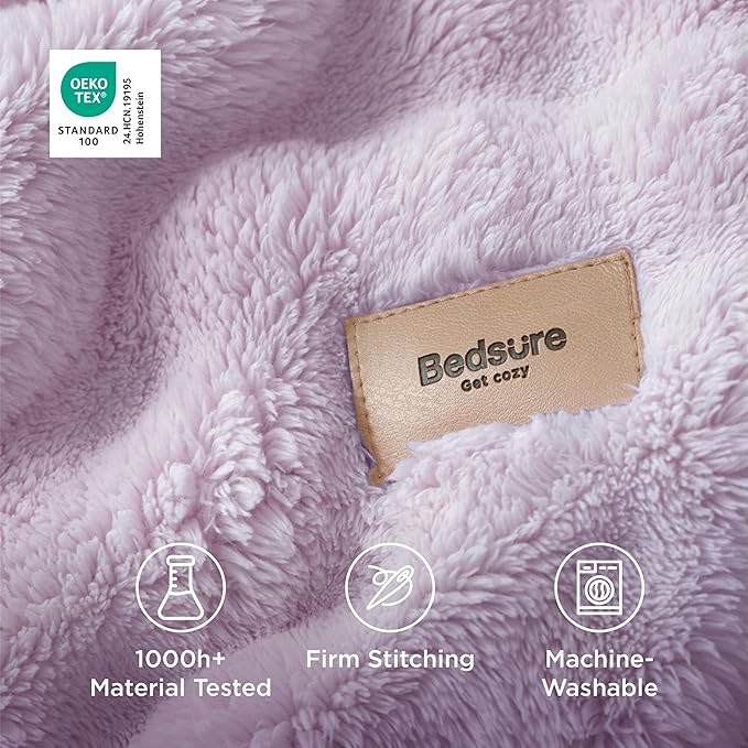 Bedsure 3D Fleece Bubble Blanket - GentleSoft Purple Queen Blanket for Bed Sofa Room Decor - Luxury Soft Cozy Gifts for Kids Girls, Lightweight, All Seasons, Light Purple, 90"×90"