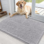 OLANLY Dog Door Mat for Muddy Paws 35x24, Absorbs Moisture and Dirt, Absorbent Non-Slip Washable Doormat, Quick Dry Chenille Mud Mat for Dogs, Entry Indoor Entryway Carpet for Inside Floor, Light Grey