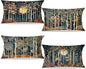 Rustic William Morris Inspired Forest Moon Decor Pillow Covers 12x20 Set of 4,Vintage Botanical Nature Landscape Decorative Throw Pillow Covers for Home Bedroom Living Room,Fall Home Room Decor