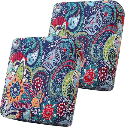 Smiry Printed Couch Cushion Covers, Stretch Soft Couch Covers for Sofa, Washable Non-Slip Sofa Slipcover Furniture Protector for Indoor and Outdoor (2 Pack, Blue Green)