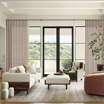 Nanspring Oatmeal Semi Sheer Curtains 72 Inches Long 2 Panels Set for Bedroom Back Tab Rod Pocket Light Filtering Privacy Drapes Cotton Linen Textured Farmhouse Living Room Curtain 52X72 Inches