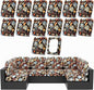 hyha 14Pcs Patio Cushion Covers, Stretch Outdoor Couch Cushion Covers Replacement, Washable Outdoor Chair/Sofa Slipcovers for Patio Furniture Cushions Protector with Elastic Bottom(Floral,Cover Only)