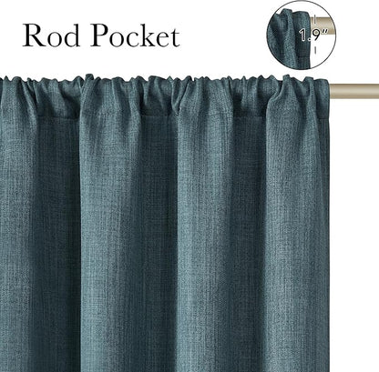 NICETOWN Greyish Blue Room Darkening Rod Pocket Curtains 63 inch Length, W42 x L63, Light Blocking Thermal Insulated Noise Reducing Drapes for Bedroom Living Room Farmhouse Decor, 2 Panels