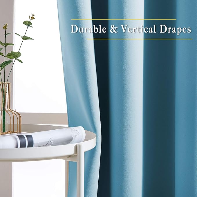 NICETOWN Room Darkening Curtains Extra Long 102 Inches - Grommet Thermal Insulated Weighted Window Drapes Sound Reducing for Living Room/Farmhouse (W66 x L102, Teal Blue, 2 Panels)