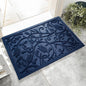 Boho Blue Floral Leaves Outdoor Indoor Entrance Doormats, Absorbent Durable Heavy Duty Welcome Front Door Mat,Thick Natural Rubber Back,Easy Clean Entryway Mat 17x30 Inch, Low Profile