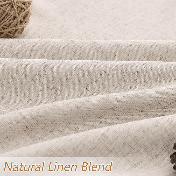 Guken Oatmeal 100% Blackout Curtains 84 Inch Length 2 Panels Set for Living Room Bedroom Back Tab Thermal Insulated Black Out Linen Drapes Room Darkening Window Curtains 84 Inches Long