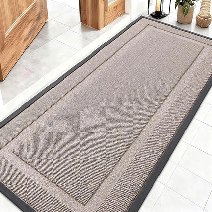 OLANLY Front Door Mat Indoor Outdoor Entrance, Waterproof All-Season, All-Weather Doormat, Sturdy Natural Rubber, Low Profile, Easy Clean Patio Porch Entryway Mat, 59x23, Camel