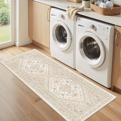 zesthome 2x6 Runner Rug for Hallways, Machine Washable Rug, Non Slip Vintage Low Pile Runners, Stain Resistant Runners for Entryway, Kitchen, Bathroom, Laundry Room, Corridor