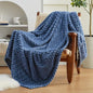 EXQ Home Fleece Blanket Twin Size for Couch or Bed - 3D Imitation Turtle Shell Jacquard Decorative Blankets - Cozy Soft Lightweight Fuzzy Flannel Blanket Suitable for All Seasons(60"×80",Dark Blue)
