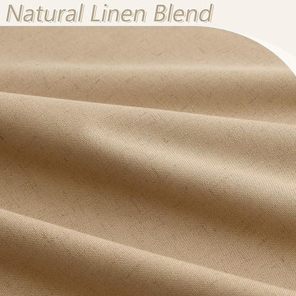 Guken 100% Blackout Linen Curtains 120 Inch Length 2 Panels Set for Living Room Bedroom Back Tab Thermal Insulated Black Out Linen Drapes Room Darkening Window Curtains,Camel Brown