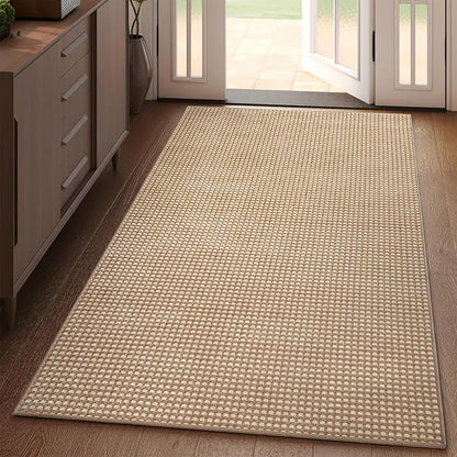 YDKGL Boho 3x5 ft Washable Area Rug Entryway Runner for Kitchen, Non Slip Woven Hallway Rugs Kitchen Mats for Floor Hall Rug Indoor Door Mat Carpet for Backdoor Bedroom Living Room, Easy Clean, Brown