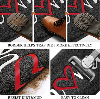 BeneathYourFeet Door Mat, Welcome Mat Low Profile Floor Mat Front Doormat Indoor and Outdoor Doormat Non Slip Rugs for Entryway, Patio, High Traffic Areas (30"x17.5", Black-Home)