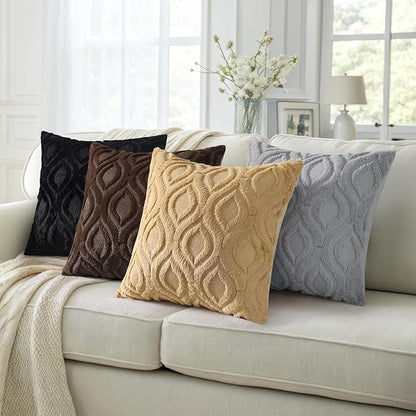 decorUhome Throw Pillow Covers 26x26 Inch Set of 2, Soft Plush Faux Wool Grey Solid Couch Pillow Covers, Accent Euro Sham Farmhouse Neutral Square Pillow Cases for Sofa Bed Living Room