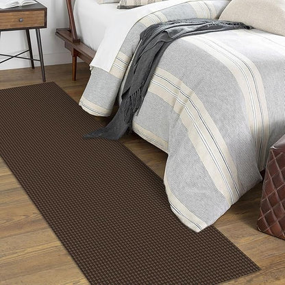 KOZYFLY Runners for Hallways 2x7 ft Washable Kitchen Runner Non Slip Rubber Backed Hall Runners Cotton Entryway Runner Rugs Floor Carpet for Indoor Backdoor Bedroom Kitchen, Reddish Brown/Coffee