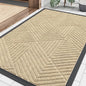 Smiry Front Door Mat Outside Entrance, Heavy Duty Sturdy Natural Rubber Doormat, Trap Dirt and Moisture, Easy Clean Low Profile Mats for Indoor Outdoor Entry, Irregular Triangle (29.5x17, Cream White)