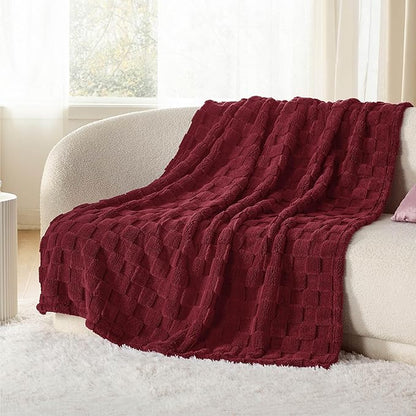 Bedsure GentleSoft Throw Blanket for Couch - Red Checkered Fleece Mother's Day Blankets Gifts for Kids Girls, Cute Soft Cozy Throw for Bedroom Home Decor Gifts, 50x60 Inches