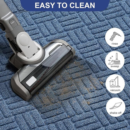 Mibao Front Door Mat, Heavy Duty Durable Welcome Mat for Outdoor Indoor, Dirt Trapper Waterproof Super Absorbent Door Mat for Entryway Outside Patio Porch, 73" x 46", Blue
