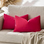 GIGIZAZA Red Velvet 12x20 Decorative Throw Pillow Covers for Sofa Bed 2 Pack Soft Cushion Cover