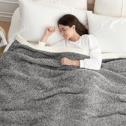 Snuggle Sac Soft Warm Bed Blanket Oversized Twin XL 66x90“, Super Soft Warm Blankets for Bed, Living Room, Luxurious Microfiber Blanket Dupes, Heather Black, 66x90 inches