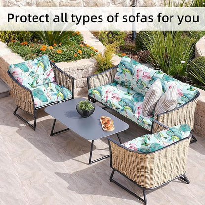 8Pcs Stretch Patio Cushion Covers,Outdoor Couch Covers Replacement,Outdoor Couch & Sofa Slipcovers,for Patio Furniture Cushion Covers,Washable Reusable urniture Protector(Hummingbird,8PCS)