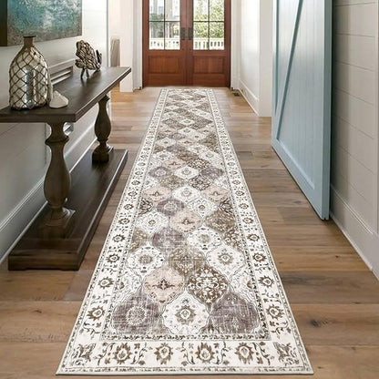 HEBE Hallway Runner Rug 2'x10' Washable Vintage Distressed Area Rugs Non Slip Laundry Rug Runner Boho Floor Carpet Runners for Hallways Entryway Laundry Room Kitchen Bathroom
