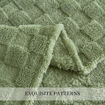 Aganear Flannel Throw Blanket - Cozy Soft Lightweight Fuzzy Checkered Throw Blanket for Women Portable Throw Blankets for Couch, Warm Present for Birthday, Christmas(50"x70", Sage Green)
