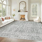 Living Room Rugs 8x10: Washable Moroccan Geometric Boho Rug Farmhouse Non Slip Stain Resistant Large Rug Low Pile Soft Carpet for Bedroom Dining Room Children Room (Grey,8'x10')