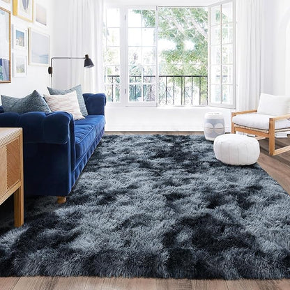 Rugs for Bedroom 4x6, Soft Shaggy Modern Shag Area Rug for Living Room, Upgrade Non-Slip Plush Fluffy Carpet for Kids Boys Girls Room Home Decor Aesthetic, Blue Grey