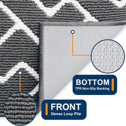 OLANLY Front Door Mat, Non-Slip Rubber Backing, Dirt Resistant and Absorbent, Washable, Easy to Clean Low-Profile Indoor Doormat for Back Door, Entryway, Inside Entrance, 40x32, Charcoal