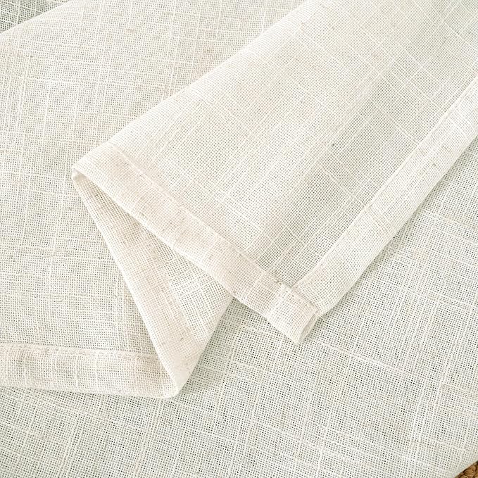 LAMIT 48 Inch Short Window Linen Curtains, Light Filtering Panels Back Tab and Rod Pocket Neutral Drapes for Cafe/Bathroom/Loft Room, Cream Ivory, 2 Panels, 34 x 48 Inch
