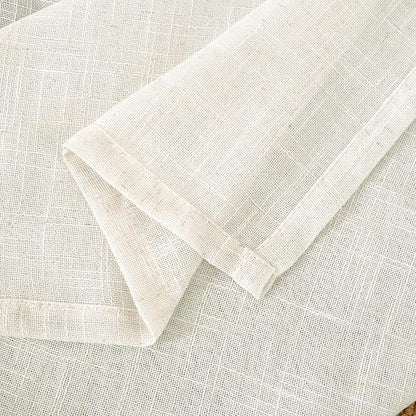 LAMIT Cream Linen Curtains 63 Inch for Bedroom, Light Filtering Neutral Semi Sheer Window Boho Curtains Back Tab and Rod Pocket Panels for Living Room, 2 Panels, 52 x 63 Inch